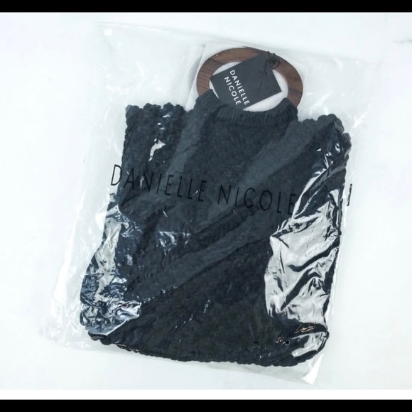 Danielle Nicole Black Macrame Handbag/Shoulder Bag - Picture 3 of 4